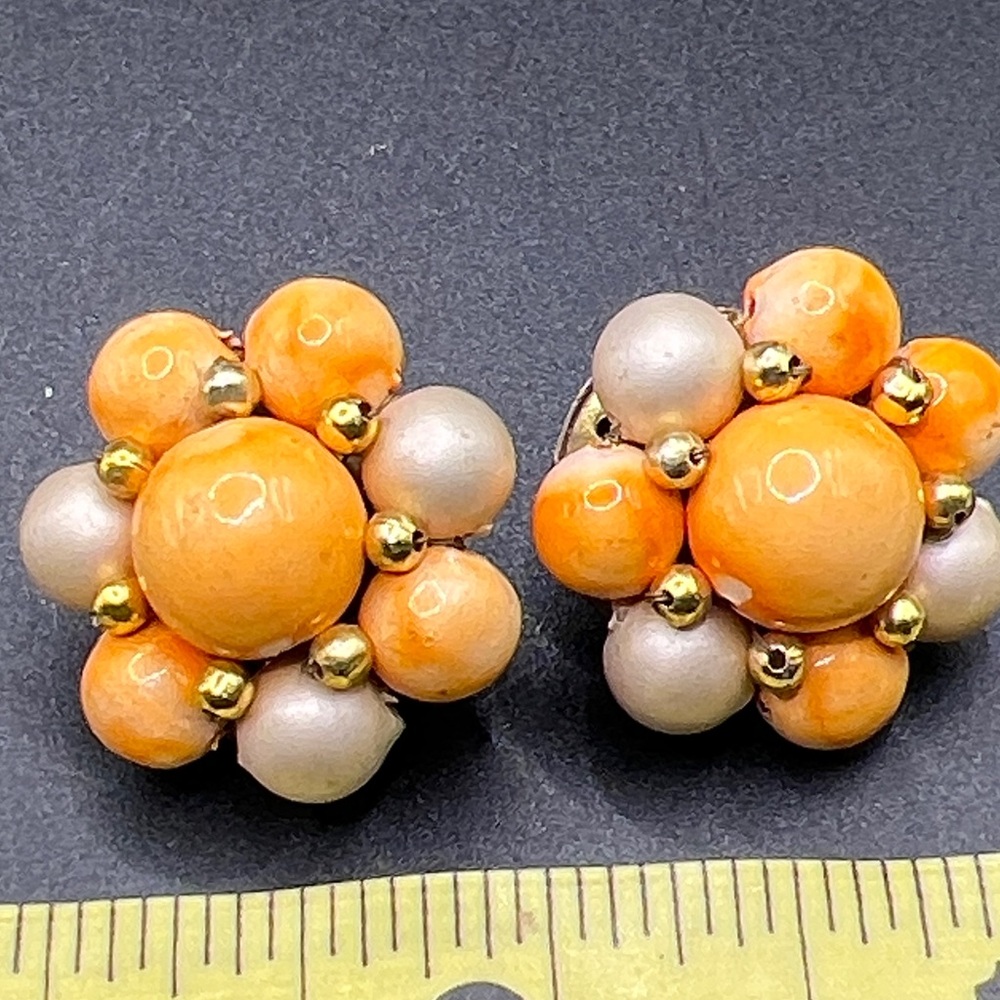 Vintage 1950’s Hong Kong Cluster Bead Earrings